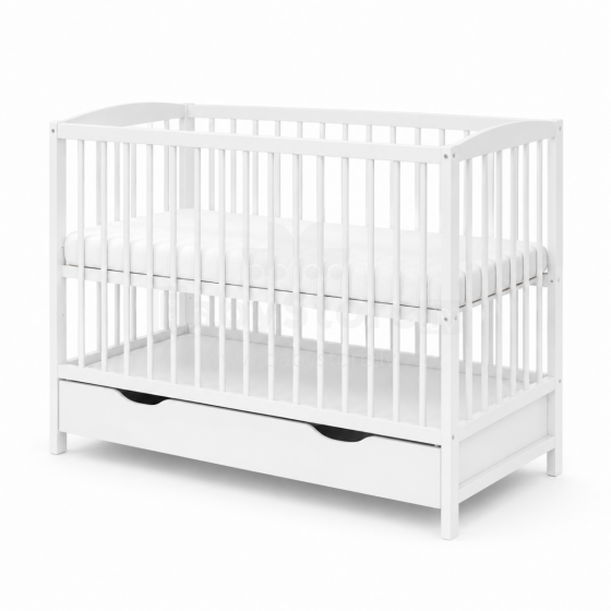 Elf Bed Arco Drawer Art.73281 White Medinė kūdikio lovelė su stalčiumi daiktams susidėti (120x60 cm)