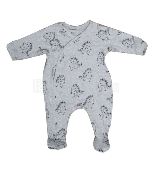 „Margo Sleepsuit Art.73536“ pilkas kūdikio medvilninis kombinezonas