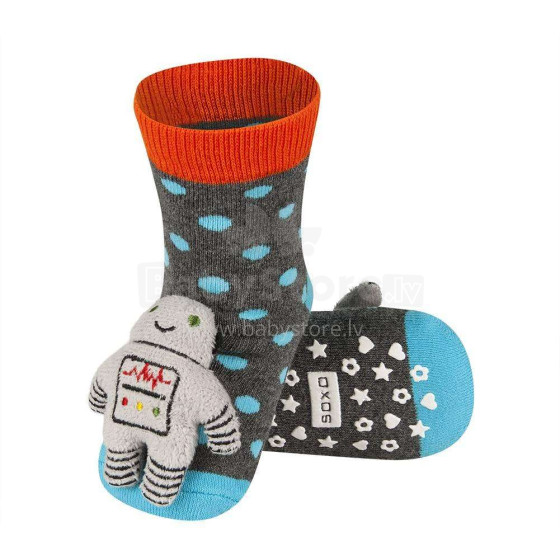 SOXO Baby 68728 - 5 AntiSlip ABS Infant socks with rattle 0/24+