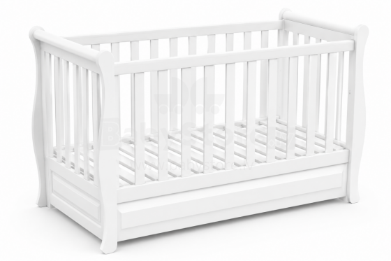 Elf Bed Gardenia Drawer  Art.74249 White Toddler crib with a drawer, 120x60 cm
