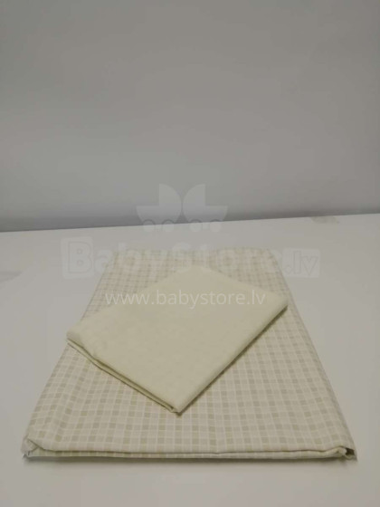 Mamo Tato Heart Col. Beige print Kokvilnas gultas veļas komplekts no 2 daļam (100x135 cm)