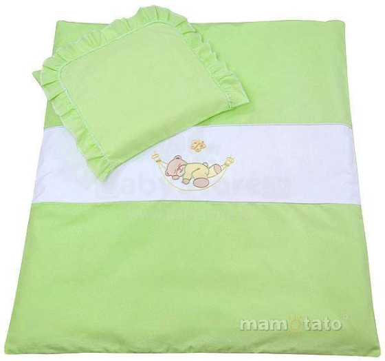 Mamo Tato Bear Art.75579 Green Комплект постельного белья для коляски из 2 частей
