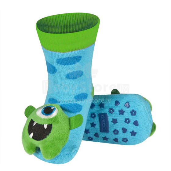 SOXO Baby Art.13924 - 4 AntiSlip ABS Детские носочки 3D с погремушкой 0-24м.
