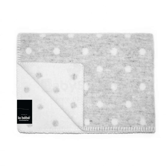 „La bebe ™“ merino vilna 777005 pilki taškai Natūrali vaikiška antklodė (antklodė) / pledas iš Naujosios Zelandijos „Merino“ („Merynos“) vilnos (Naujoji Zelandija), 100x140cm