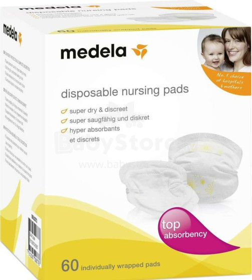 Medela Nursing Pads Art.008.0374 Одноразовые прокладки для бюстгальтера 60шт/уп.