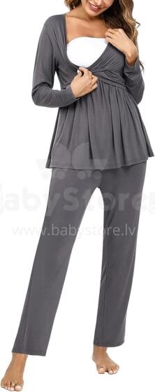 Litherday Nursing Pyjamas Art.77463 Grey  Naktiniai marškiniai + antblauzdžiai šėrimui