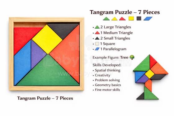 Happy Toys Puzzle Art.8709 Medinė Tangram dėlionė