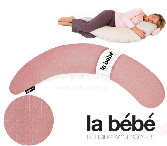 La Bebe™ Moon Maternity Pillow Art.7797 Old Rose Подушка-подковка для беременных с наполнителем из полистерола [2 хлопковых чехла] 195см