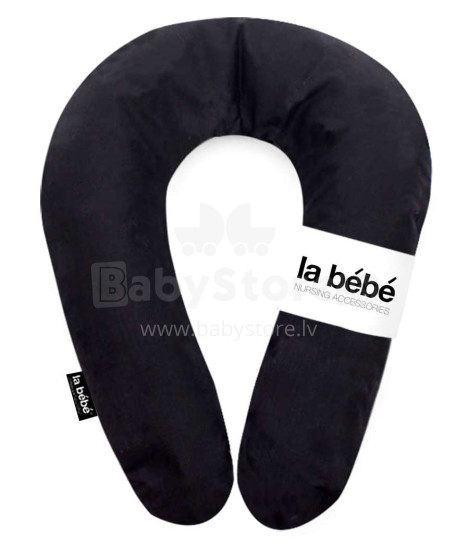 La Bebe™ Snug Cotton Nursing Maternity Pillow Solid Black Art.78587 Pakaviņš (pakavs) mazuļa barošana, gulēšanai, pakaviņš grūtniecēm 20x70cm