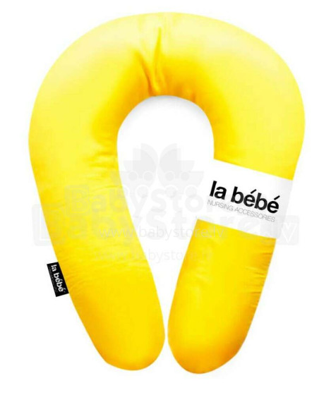 La Bebe™ Snug Linen Nursing Maternity Pillow Art.78935 yellow Подкова для сна, кормления малыша 20x70cm из натурального 100% льна