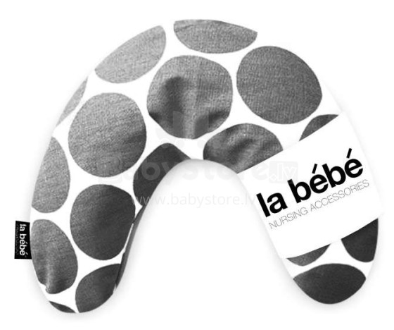 La Bebe™ Mimi Nursing Cotton Pillow Art.78979 White&Grey dots Подковка для сна, кормления малыша 19*46cm