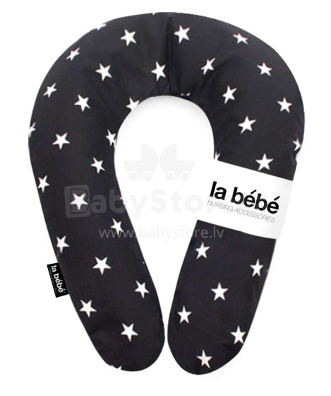 La Bebe ™ patogi medvilnės slaugos motinystės pagalvė, 80932 „Black & White Stars“ pasaga (pasaga) kūdikio maitinimui, miegui, pasaga nėščioms moterims 20 * 70cm
