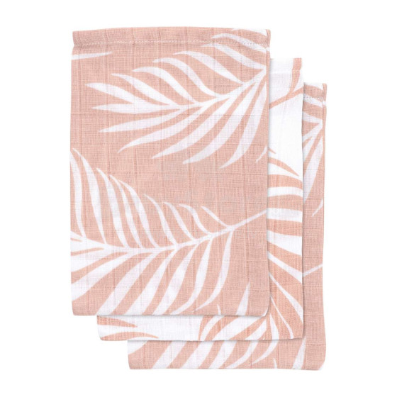 Jollein Muslin Face Pale Pink Art. 536-848-65314 Aukščiausios kokybės muslino veido vystyklai, 3 vnt. (15x21 cm)