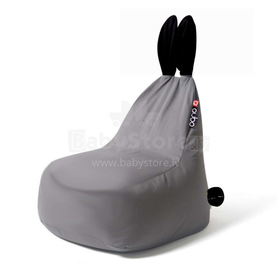 Qubo Baby Rabbit Grey Soft/Black Art.84292 Bean Mag Pouffe
