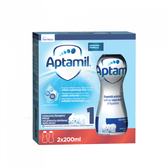 Aptamil 1 Art.647818 Искусственная молочная смесь для младенцев от рождения, 2x200мл