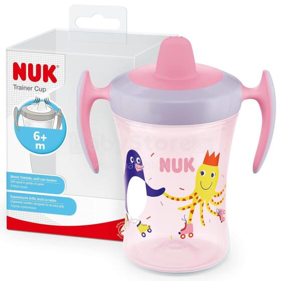 NUK Trainer cup Art.86743 treniruočių taurė su rankenomis nuo 6 mėn. 230 ml