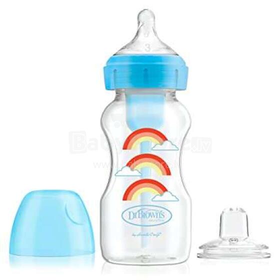 Dr.Browns Wide Neck Options Plus Prekės nr. WB91605-P Antikalių žindymo buteliukas plačiu kaklu, 270ml