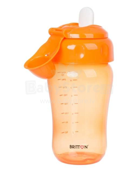 „Britton“ nepersipilantis minkštasis snapelis Taurė B1516 Oranžinis neslystantis puodelis su minkštu dangteliu, 270 ml