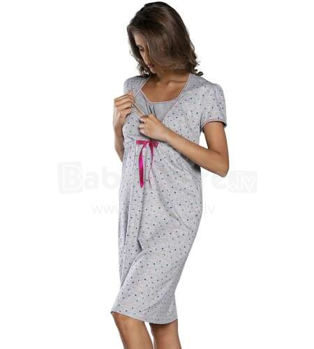 Italian Fashion Oma Art.91872 Melange pilki medvilniniai naktiniai marškiniai nėščioms moterims / mityba