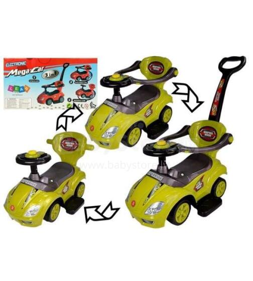 Stūmimo mašina 3in1 MEGA CAR Art.947 Geltona