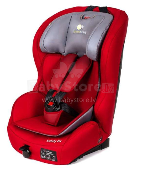 „KinderKraft'18 Safety- Fix Isofix“ gaminys. KKKSAFEXREDISFX raudona automobilio kėdutė 9-36 kg, 2/3 grupė