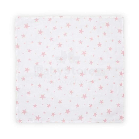 Lorelli Swaddle Muslin  Art.10340091901 Pink Stars Высококачественная муслиновая пелёнка из бамбука, 1 шт. (80x80 см)