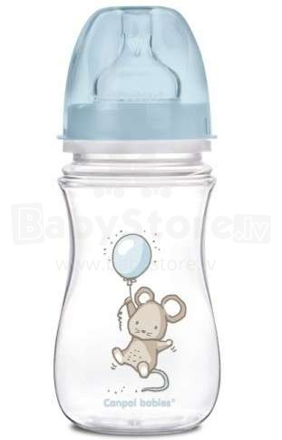 Canpol Babies Little Cutie Art.35/219 Бутылочка c ортодонтической антиколиковой соской из силикона. 240 мл. (0+мес.)