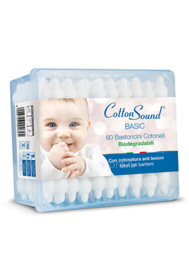 Cotton Sound Ears  Art.93898 Vatos tamponėliai su ribotuvu, 60 vnt.