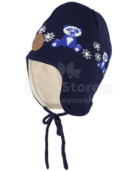 „Huppa '18 Karro1“ 80290100-70086 Megztinė kūdikių kepurė žiemai su medvilniniu pamušalu (SM dydis)