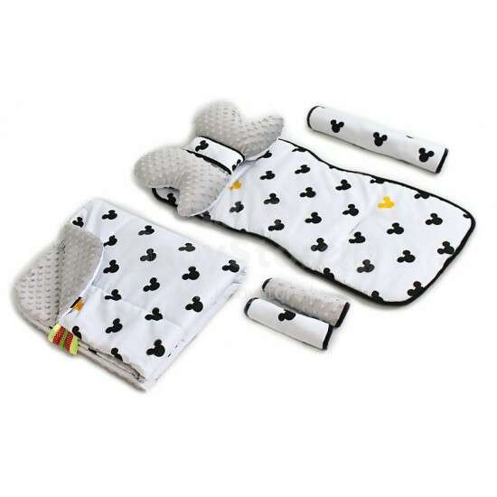 La bebe™ Minky+Cotton Stroller Mat Set Art.95230 Black&White Dots