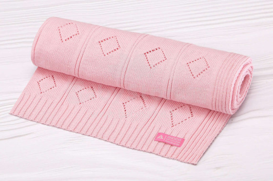 Kids Blanket Cotton Art.P001 Pink Dabīgas kokvilnas sedziņa (sega)/plediņš bērniem 100x75cm