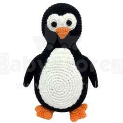„NatureZoo“ meškiukas seras pingvinas Art.10065 Minkštas megztas žaislas su garso efektu