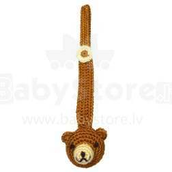 NatureZoo Animal Dummy Lace Mr.Teddy Art.40152 Вязаная клипса для детской пустышки из натурального бамбука