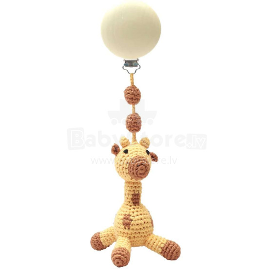 NatureZoo Trolley Mobiles Mr.Giraffe Art.60152 Piekarināmā adīta rotaļlieta bērnu ratos no dabiska bambusa ar klipsi