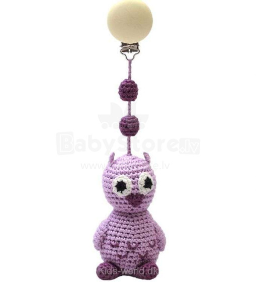 NatureZoo Trolley Mobiles Miss.Owl Art.60155 Подвесная вязаная игрушка в детскую коляску из натурального бамбука с клипсой