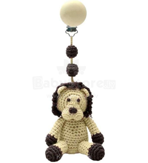 NatureZoo Trolley Mobiles Miss.Lion Art.60156 Подвесная вязаная игрушка в детскую коляску из натурального бамбука с клипсой