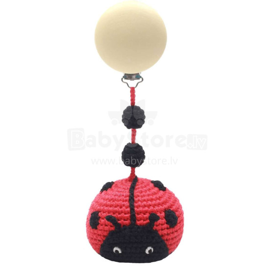 NatureZoo Trolley Mobiles Mrs.Ladybug Art.60190 Piekarināmā adīta rotaļlieta bērnu ratos no dabiska bambusa ar klipsi