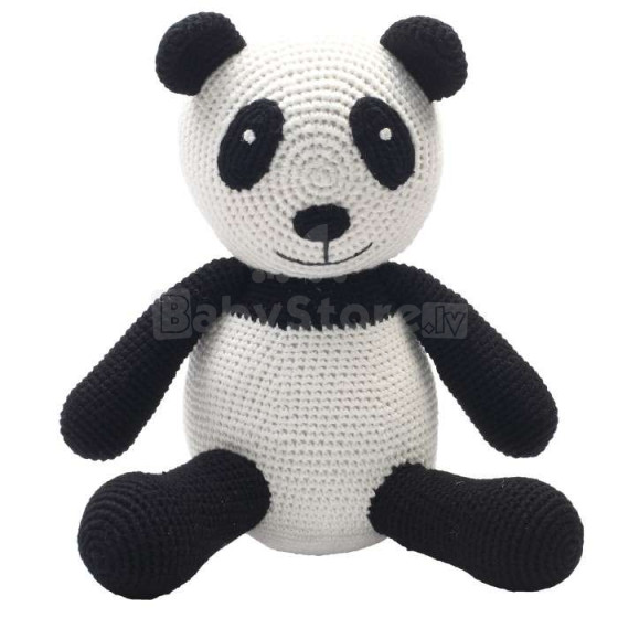 NatureZoo XL Teddy Bear Sir Panda Art.11001 Mīkstā adīta rotaļlieta no dabiska bambusa,40cm
