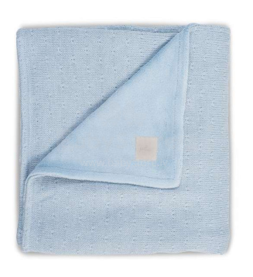 Jollein Teddy Soft Knit Blue Art.517-511-65128 Dabīgas kokvilnas pleds 75x100cm