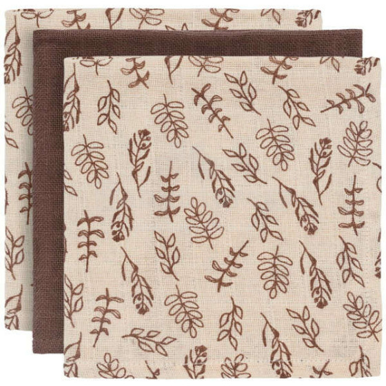 Jollein Muslin Mouth Cloth Meadow Chestnut Art.537-848-66027 - Augstākās kvalitātes muslina autiņš sejai, 3 gb. ( 31x31 cm)