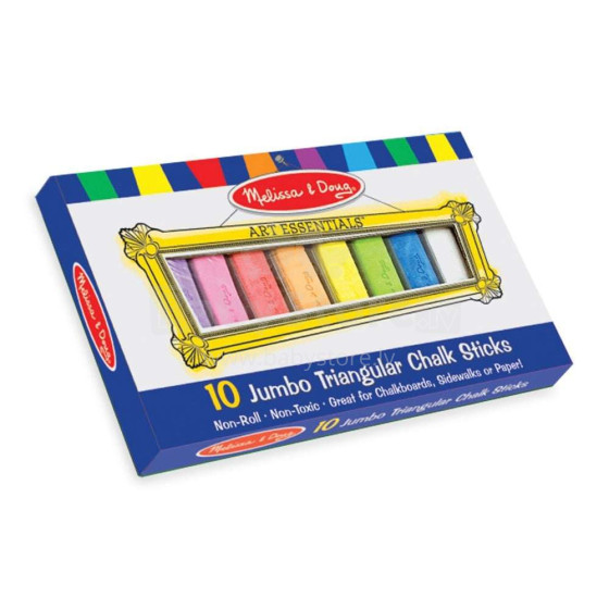Melissa&Doug Chalk Sticks Art.14100 krāsainie klasiskie kritiņi - iepakojums 10 gb.