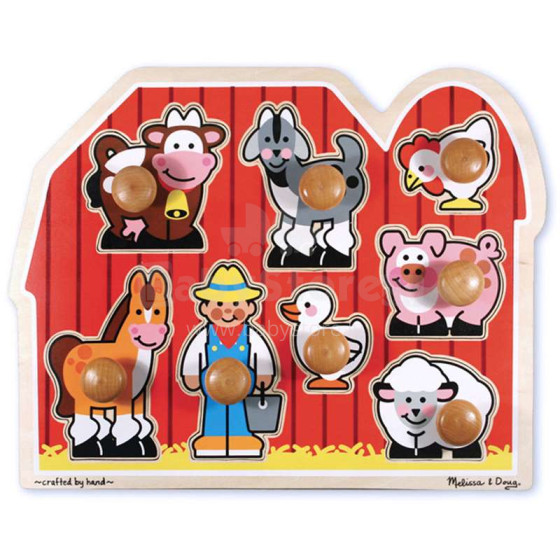 Melissa&Doug Puzzles Farm Friends Art.13391  Деревянный пазл для малышей