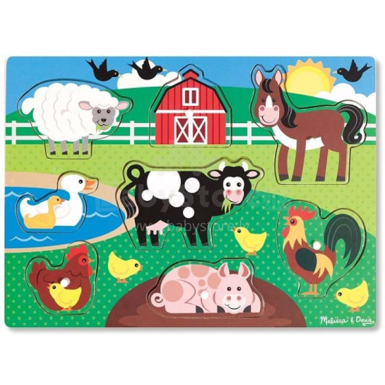 Melissa&Doug Puzzles Farm Animals Art.19050 Koka puzle mazuļiem Ferma