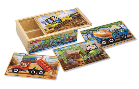 Melissa&Doug Puzzles Box Construction Art.13792   Деревянный развивающий пазл для малышей в коробочке