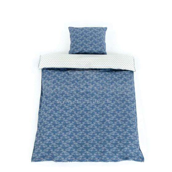 Organinis menas „Smallstuff Blue Blue Vabalas“. 73017-2 viršutinis lapas ir pagalvės užvalkalas 100x140 / 40x45 cm