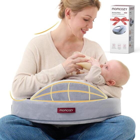 Momcozy Memory Foam Nursing Pillow with Safety Border Art.98811 Grey Ergonomic nursing pillow made of memory foam with a protective side