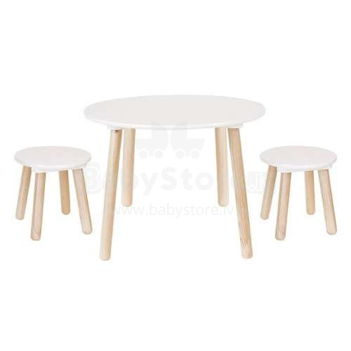 JaBaDaBaDo Stalas ir kėdė Art.H13201 Medinis vaikų stalas + taburetė (2vnt)
