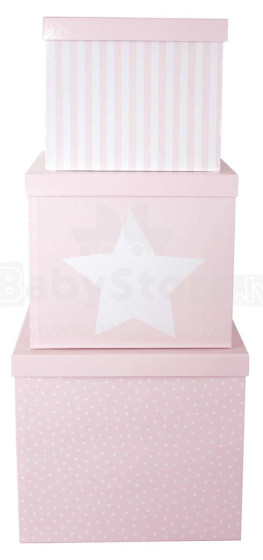 JaBaDaBaDo saugojimo dėžutė Pink Art.A3108 Kvadratinės žaislų dėžutės, 3 vnt
