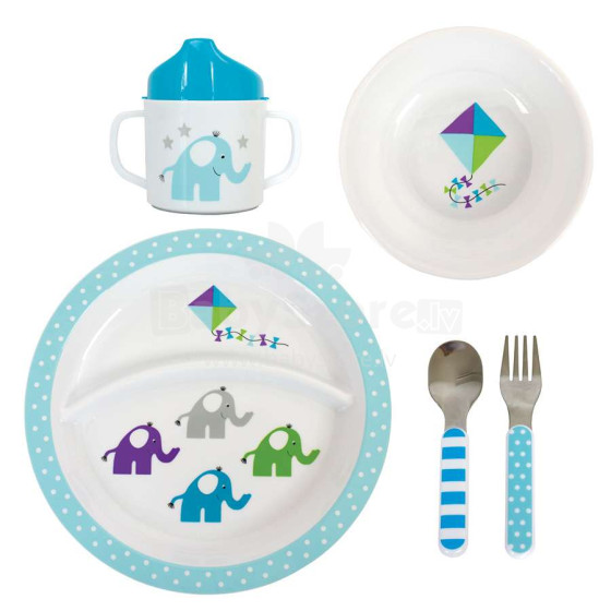 JaBaDaBaDo Dinnerware Elephant Blue Art.E4017 Набор детской посуды