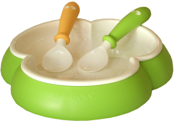 BABYBJORN Plate and Spoon Green   